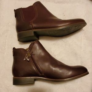 Brown leather ankle boots